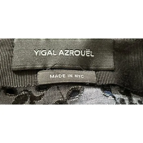 Yigal Azrouel Pants Lightweight Eyelet Trousers Blue Black Embroidery Size 6
